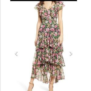 WAYF Tiered Ruffle Maxi Dress, Size Small